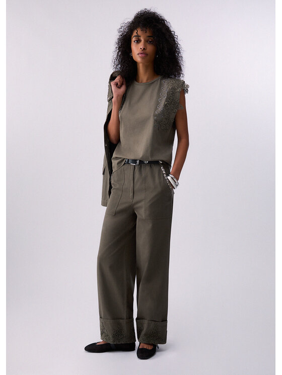 Liu Jo Liu Jo Spodnie materiałowe WA6296T433A90822 Zielony Regular Fit