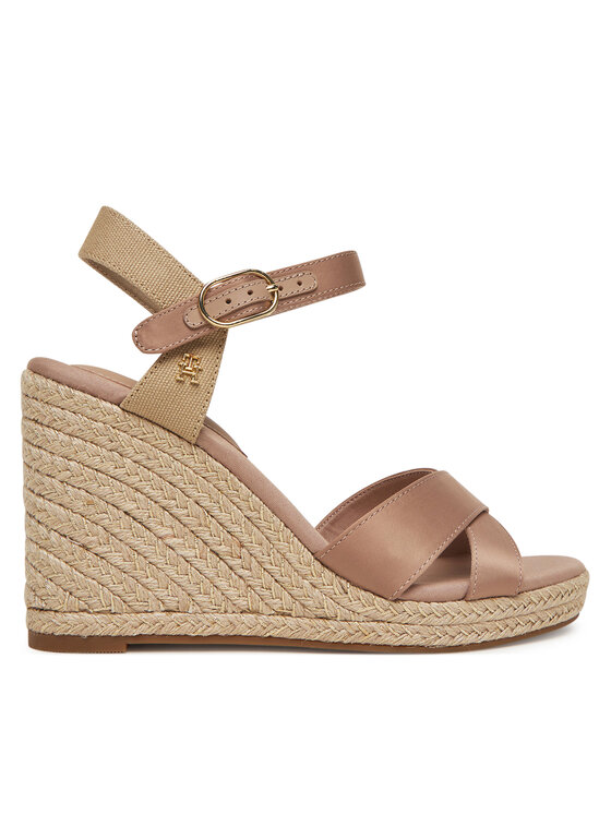 Tommy Hilfiger Tommy Hilfiger Espadrilles Satin High Wedge Espadrille FW0FW08602 Rózsaszín