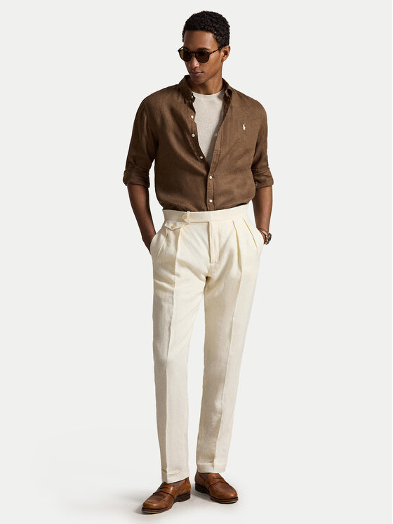 Polo Ralph Lauren Polo Ralph Lauren Marškiniai 710968915500 Šviesiai ruda Slim Fit