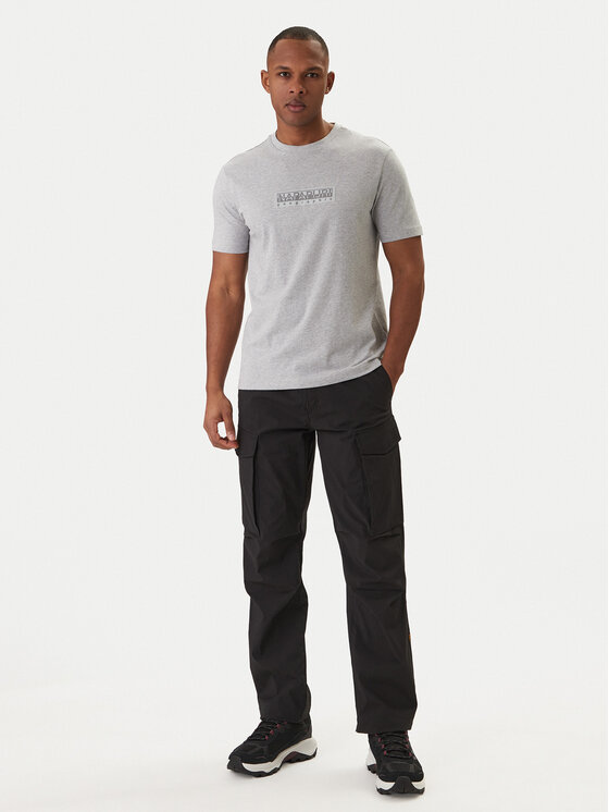 Napapijri Napapijri T-Shirt S-Box Logo NP0A4IFL Šedá Regular Fit