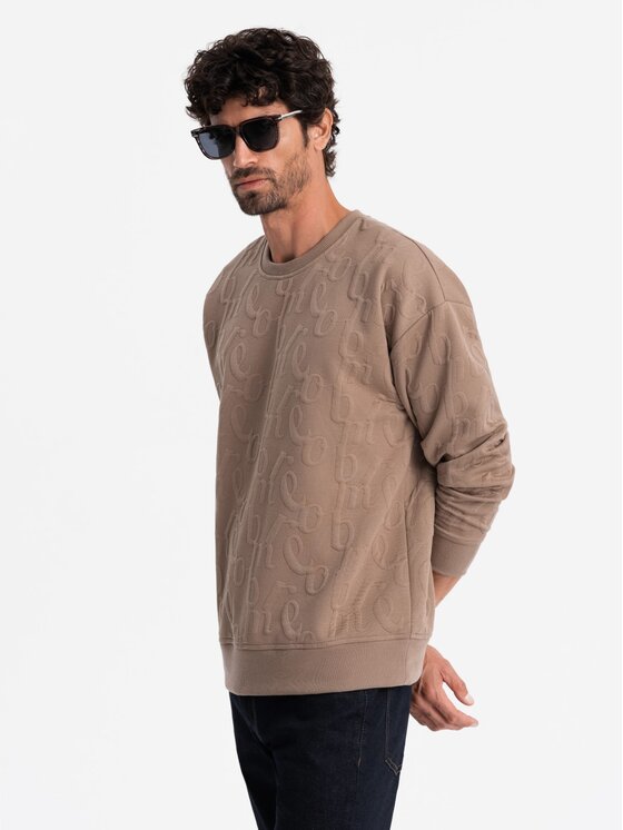 Ombre Ombre Mikina OM-SSNZ-0164 Hnědá Relaxed Fit