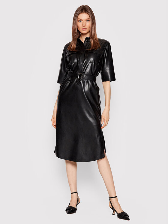 Boss Rochie din imitație de piele Dafaro1 50473255 Negru Relaxed Fit 50473255 imagine noua