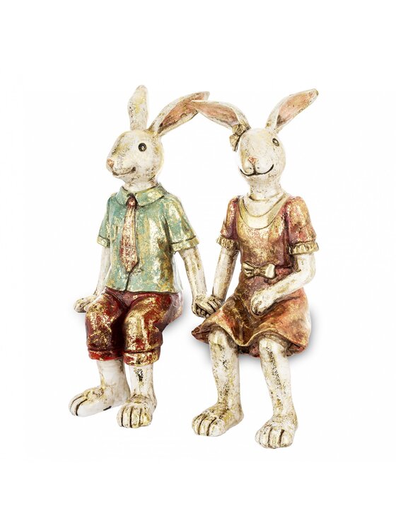 MIAhome MIAhome Figurka para królików na ławce MALJUNA-2 Kolorowy