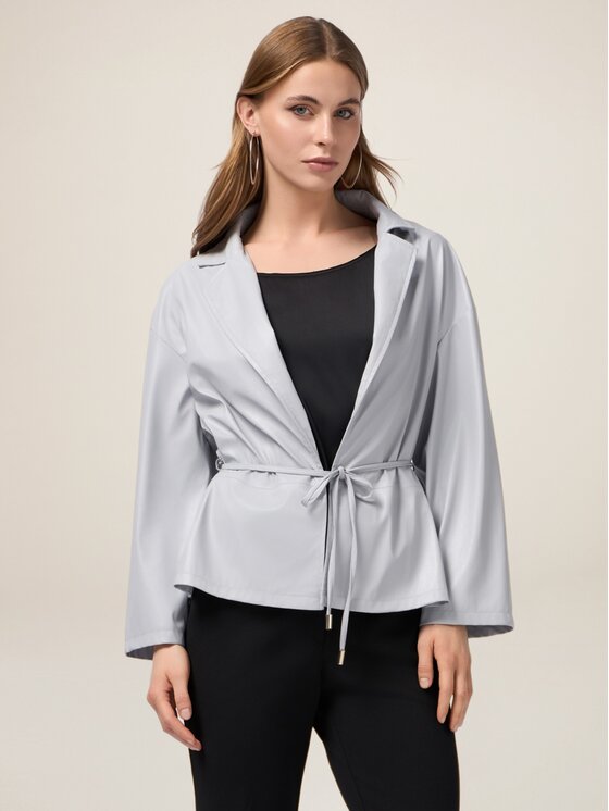 Oltre Oltre Giacca in similpelle R323J000263N013 Grigio A-Line Fit