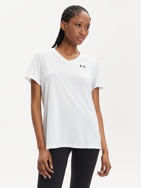 Under Armour Športna Majica Tech Ssv- Solid 1384229-100 Bela Loose Fit