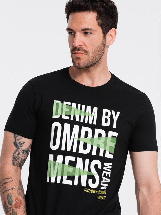 Ombre Ombre T-Shirt OM-TSPT-0193 Černá Regular Fit