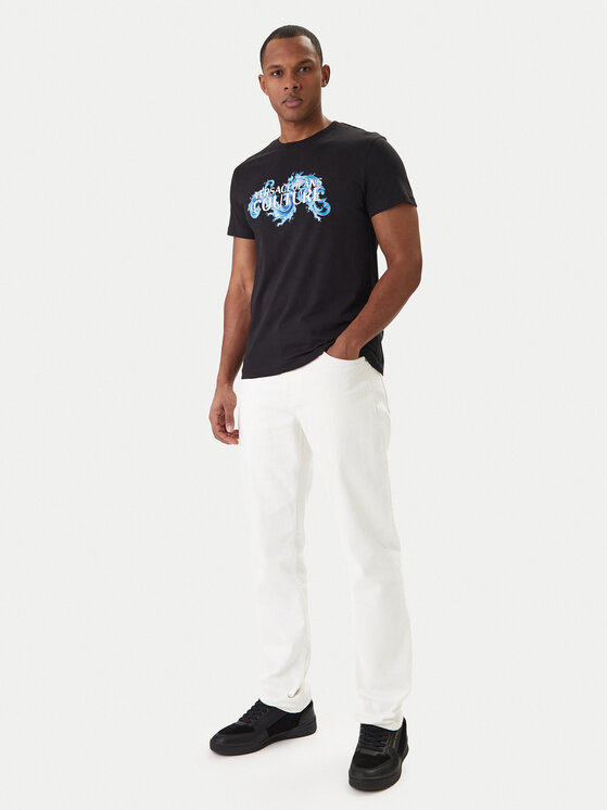 Versace Jeans Couture Versace Jeans Couture Póló 80GAHE02 CJ00E Fekete Regular Fit