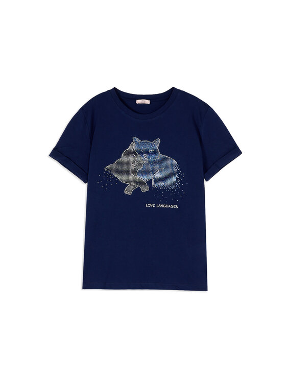 Oltre Oltre T-Shirt G03AJ004780N034 Niebieski Regular Fit