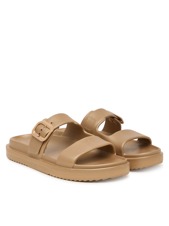 Tommy Hilfiger Tommy Hilfiger Klapki Double Strap FW0FW09114 Beżowy