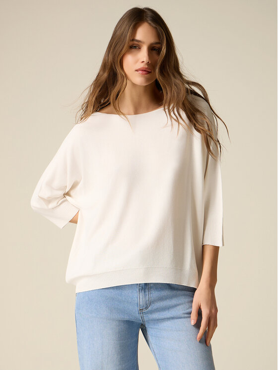 Oltre Oltre Sweter M579E001974N011 Biały Regular Fit