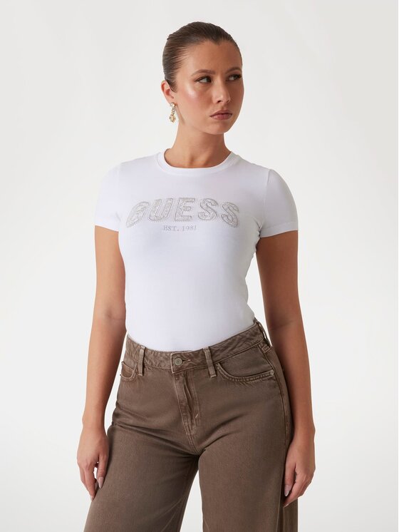 Guess T-krekls 172699 Balts Classic Fit