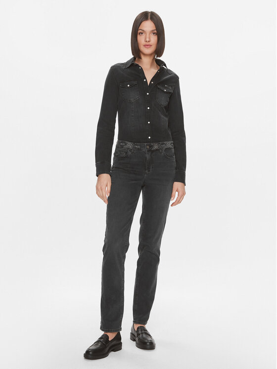 Liu Jo Liu Jo Jeanshemd UF3048 D4051 Schwarz Regular Fit