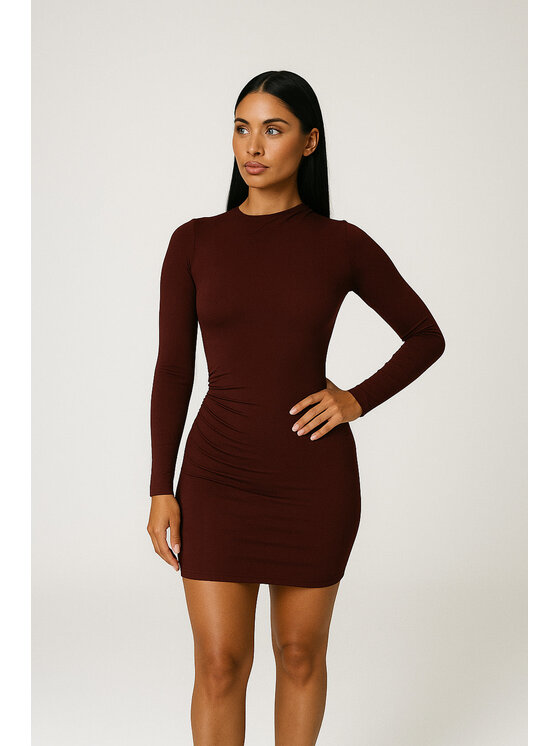 Nudyess Nudyess Sukienka dzianinowa Sharon mini Bordowy Fitted Fit