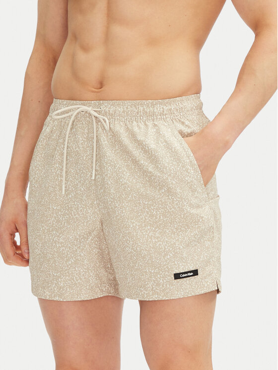 Męskie Szorty kąpielowe Calvin Klein Swimwear, Rozmiar XL, Beżowe, KM0KM01120
