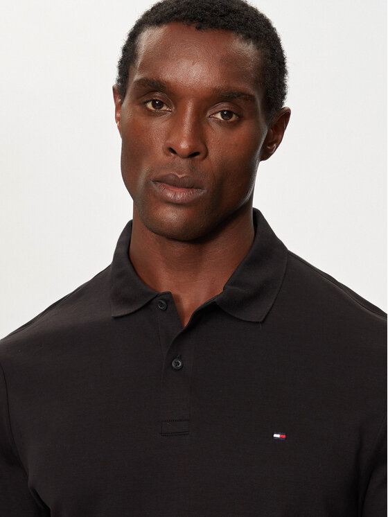 Tommy Hilfiger Tommy Hilfiger Тениска с яка и копчета MW0MW37317 Черен Regular Fit