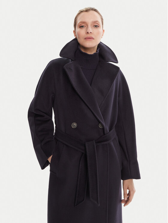 Weekend Max Mara Weekend Max Mara Gyapjú kabát Resina 2525016031 Sötétkék Regular Fit