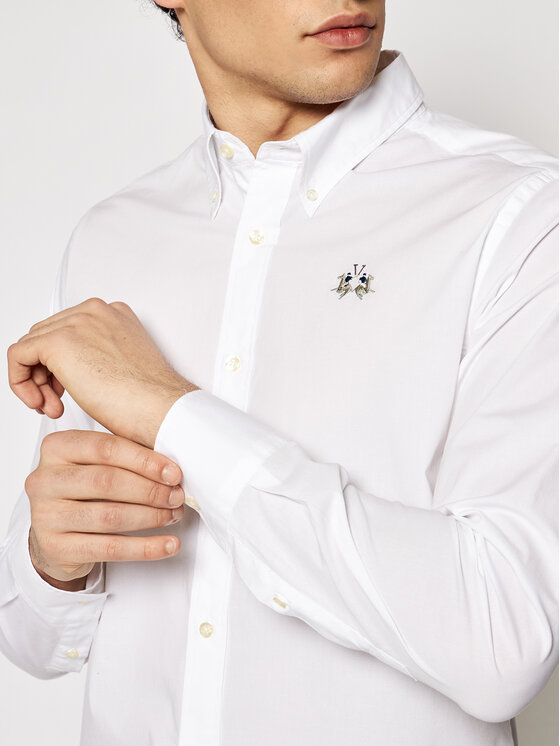 La Martina La Martina Košeľa CCMC02 PP003 Biela Slim Fit