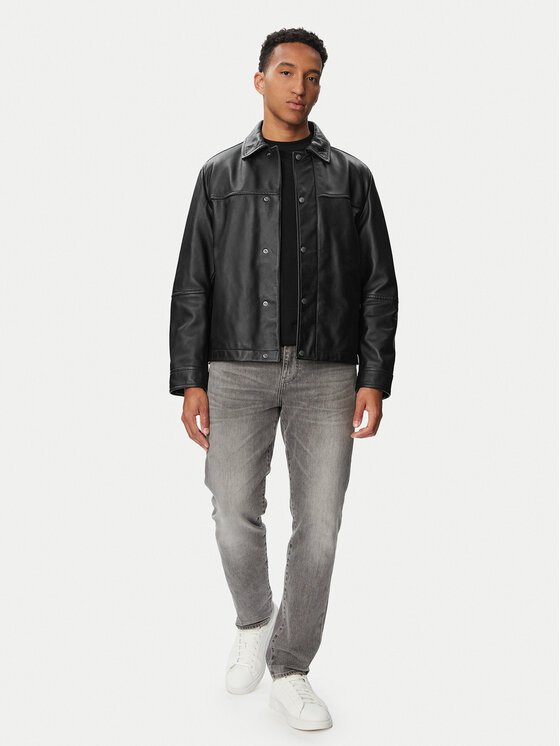 BOSS BOSS Geacă de piele Joban 50562532 Negru Regular Fit