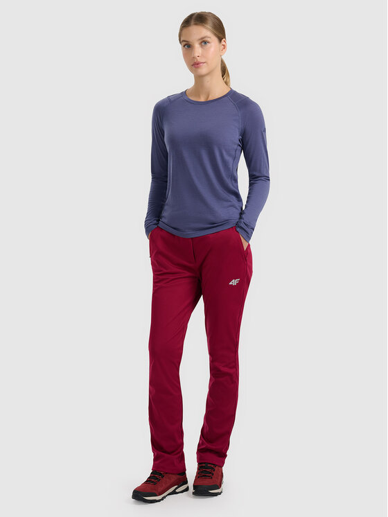 4F 4F Spodnie outdoor HALNY Bordowy Slim Fit