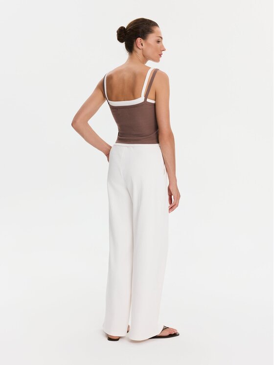 Nudyess Nudyess Top Lisa z prążka Brązowy Slim Fit