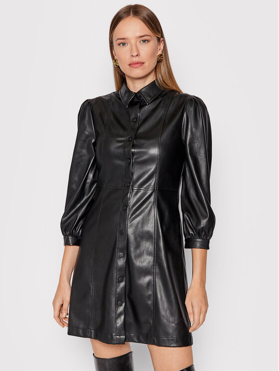 Liu Jo Liu Jo Kleid aus Kunstleder WF1105 E0392 Schwarz Slim Fit