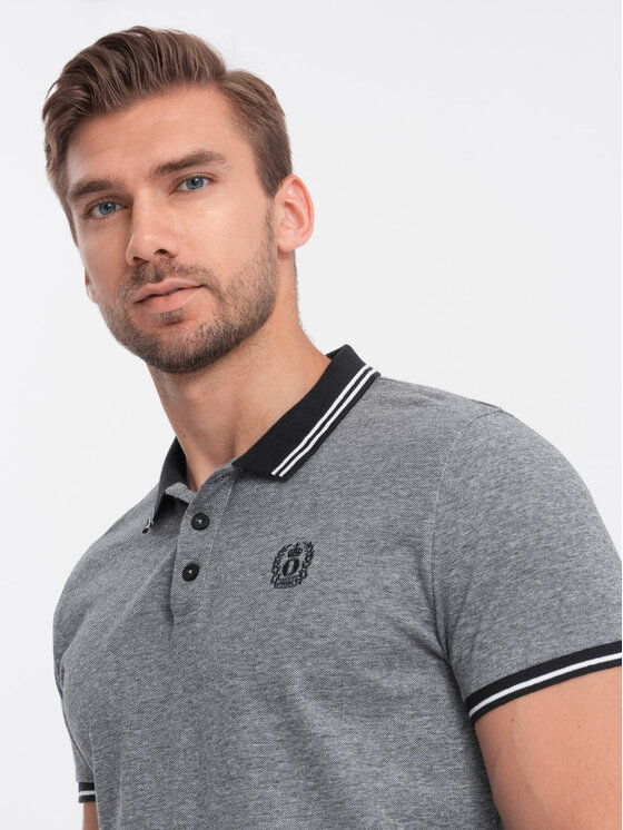 Ombre Ombre Polo OM-POSS-0109 Czarny Regular Fit