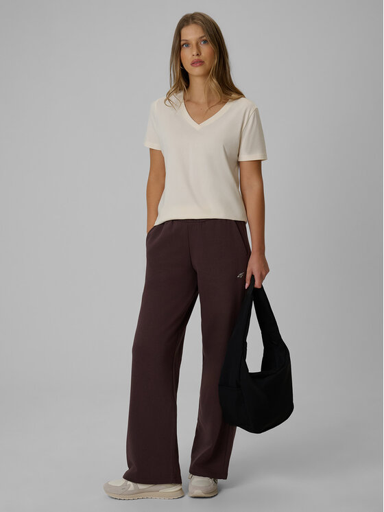 4F 4F T-Shirt BASIC+ Kremowy Regular Fit