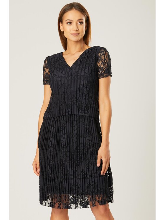 QUIOSQUE QUIOSQUE Každodenné šaty PLEATED LACE DRESS Tmavomodrá Regular Fit