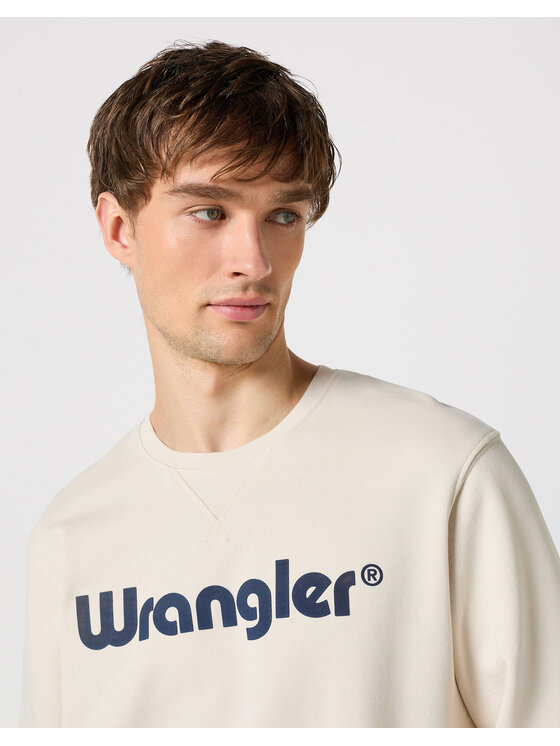 Wrangler Wrangler Bluza LOGO CREW SWEAT Écru Regular Fit