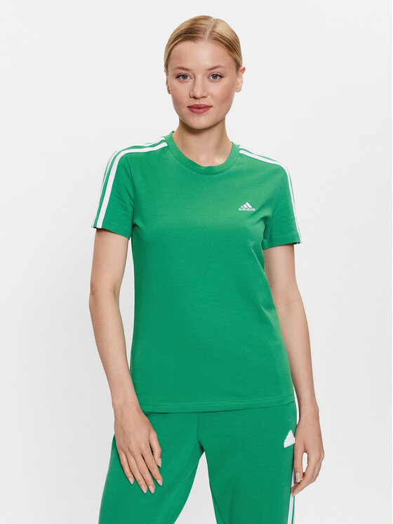 adidas Majica Essentials Slim 3-Stripes T-Shirt ID0009 Zelena Slim Fit