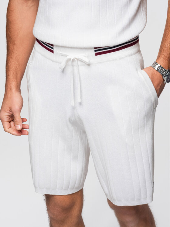 Ombre Ombre Szorty materiałowe OM-SRCS-0203 Biały Regular Fit
