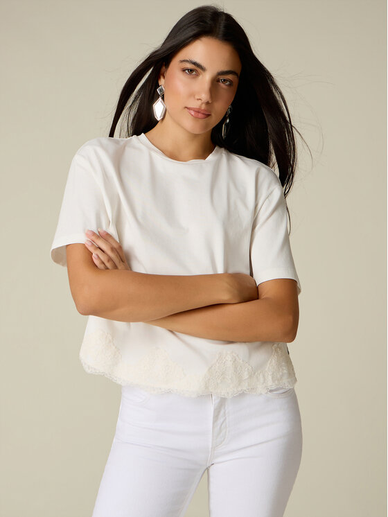 Oltre Oltre T-Shirt G06OJ104920N001 Biały Regular Fit