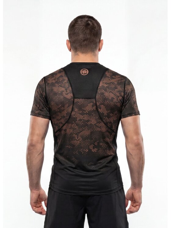 PITBULL PITBULL Koszulka techniczna HEX CAMO HILLTOP Beżowy Regular Fit