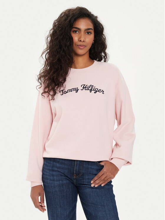 Tommy Hilfiger Tommy Hilfiger Bluză Modern Script WW0WW42615 Roz Regular Fit