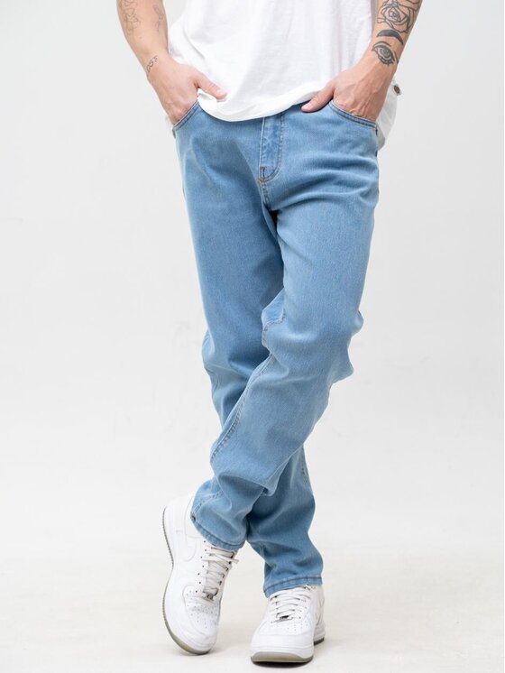 Jigga Wear Jigga Wear Jeansy Ciemne dzins Mini Haft Logo 34 Niebieski Regular Fit