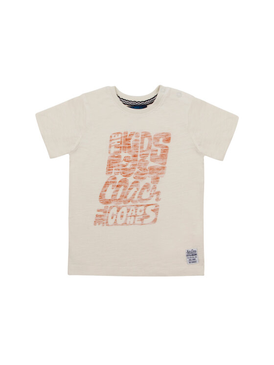 Kanz T-Shirt Unisex Per Bambini Con Stampa E Ricamo, Orlo Elasticizzato, Bottoni A Spalla, Strisce All-Over