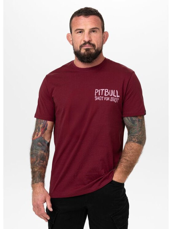 PITBULL PITBULL T-Shirt Koszulka męska SHOT FOR SHOT 3XL Bordowy Regular Fit