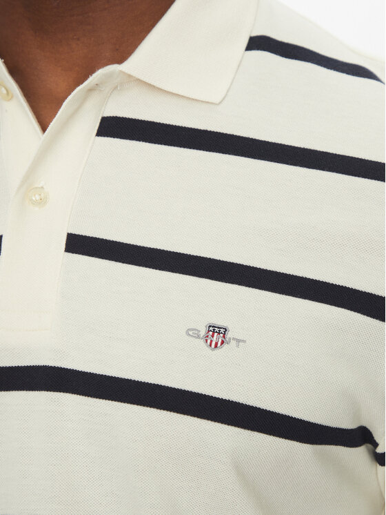 Gant Gant Тениска с яка и копчета 2014022 Екрю Regular Fit