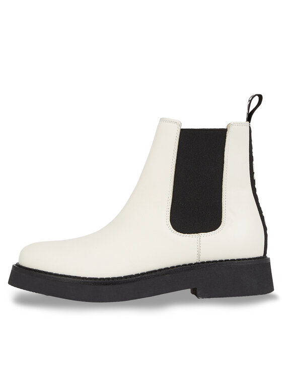 Tommy Jeans Tommy Jeans Kotníková obuv s elastickým prvkem Tjw Chelsea Flat EN0EN02311 Bílá