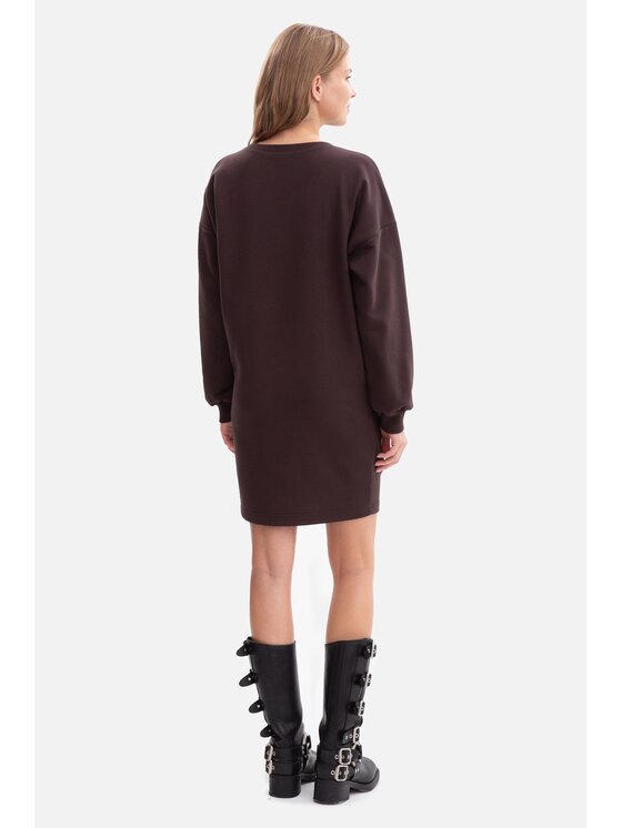 BeWear BeWear Sukienka dzianinowa b298 Brązowy Baggy Fit