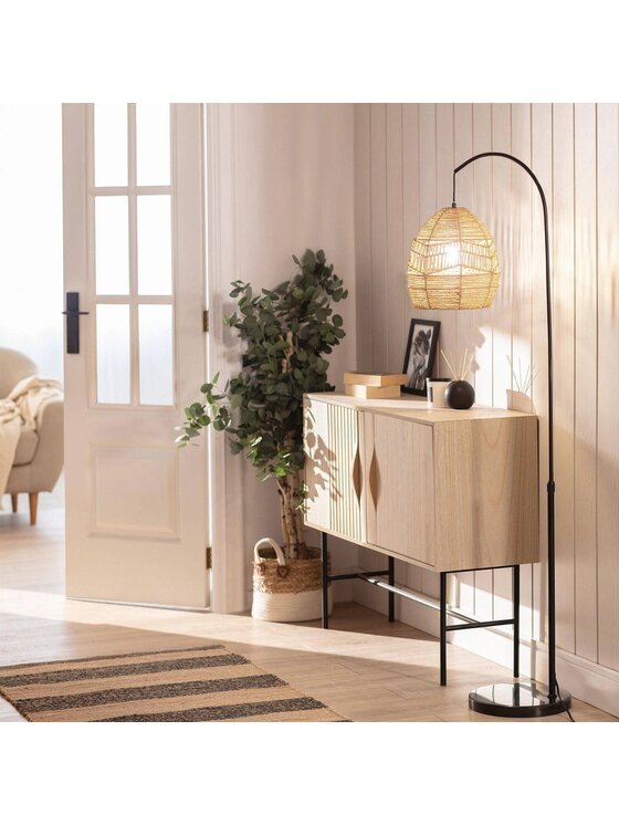 MIAhome MIAhome Lampa pogłogowa z plecionym kloszem Beyavo Brązowy