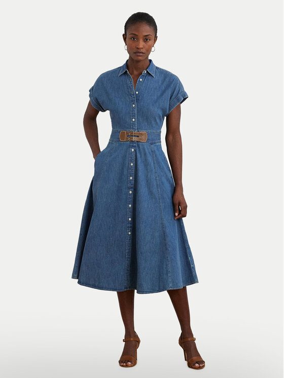 LAUREN RALPH LAUREN Džínsové šaty 250963908001 Modrá Regular Fit