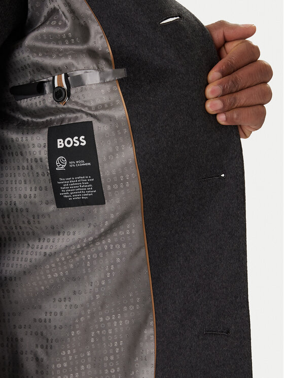 BOSS BOSS Vlněný kabát H-Hyde 50551078 Šedá Slim Fit