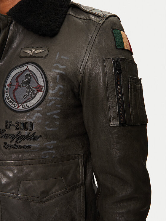 Aeronautica Militare Aeronautica Militare Kožená bunda 242PN953PL147 Šedá Regular Fit