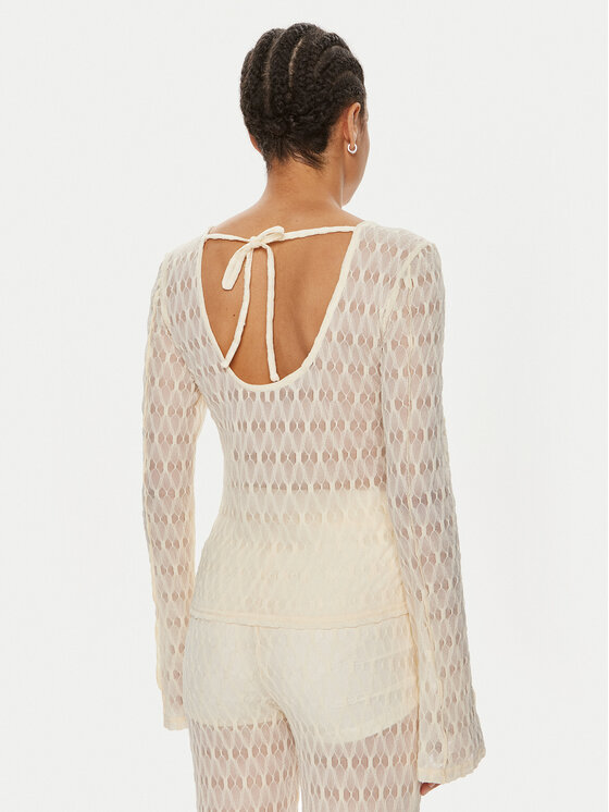 Gestuz Gestuz Bluse Lica 10909128 Écru Slim Fit