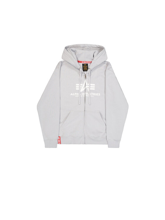 Alpha Industries Alpha Industries Bluza Basic Puff Print Zip Hoodie Szary Regular Fit