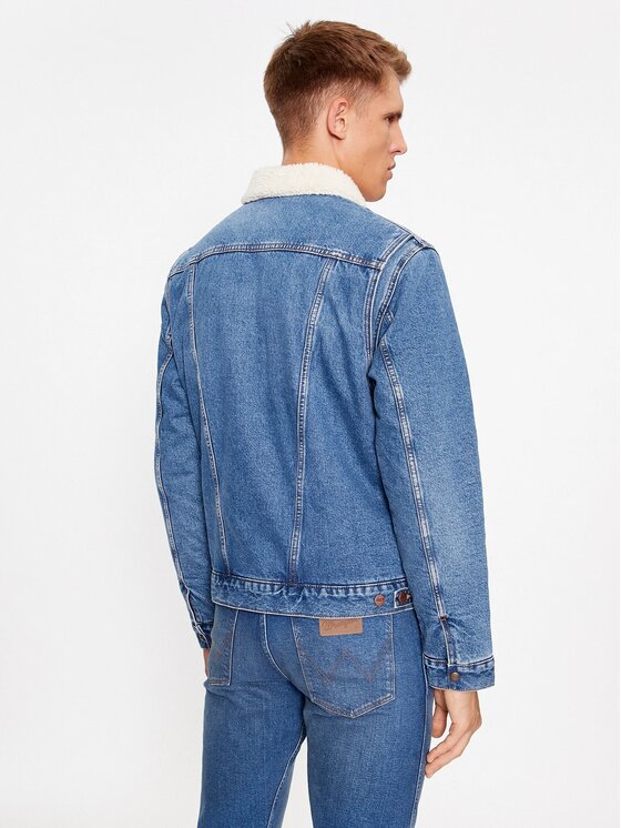 Wrangler Wrangler Kurtka jeansowa 124MJ SHERPA Niebieski Regular Fit