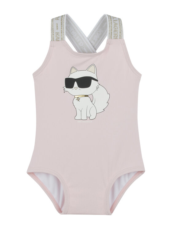 Dziewczęcy Dziewczęce Strój kąpielowy Karl Lagerfeld Kids, Rozmiar 9M, Różowy, Z30512 M