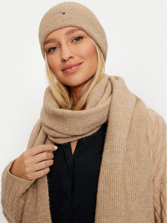 Tommy Hilfiger Set čiapka a šál AW0AW17124 Béžová