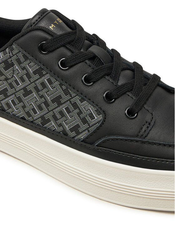 Tommy Hilfiger Tommy Hilfiger Laisvalaikio batai Vulc Leather Sneaker Monogram FW0FW08331 Juoda